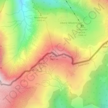 Topografische kaart Kratzer, hoogte, reliëf
