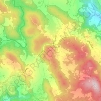Topografische kaart Foce, hoogte, reliëf