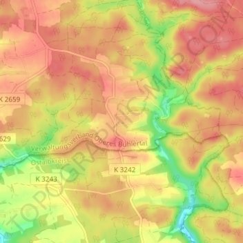 Topografische kaart Grafenhof, hoogte, reliëf