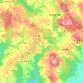 Topografische kaart Kastenfeld, hoogte, reliëf