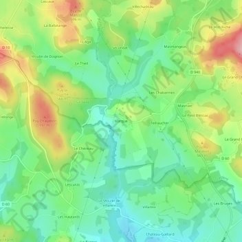 Topografische kaart Marque, hoogte, reliëf