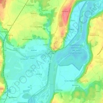 Topografische kaart Elend, hoogte, reliëf