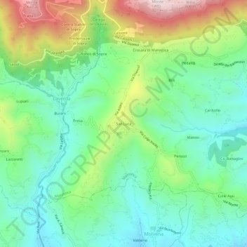 Topografische kaart San Luca, hoogte, reliëf