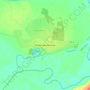 Topografische kaart Новоникольское, hoogte, reliëf