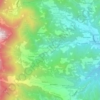 Topografische kaart Fecchiera, hoogte, reliëf