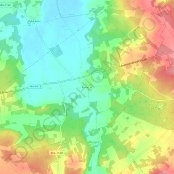 Topografische kaart Ruberts, hoogte, reliëf