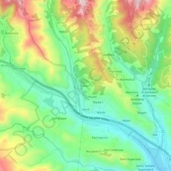 Topografische kaart Ruvari I, hoogte, reliëf