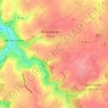 Topografische kaart Le Petit Mesnil, hoogte, reliëf
