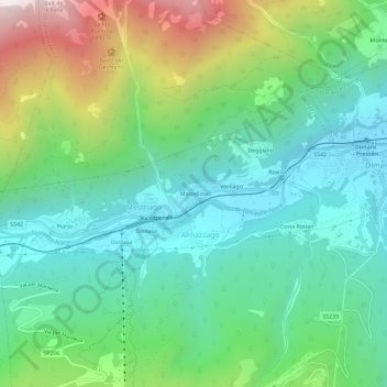 Topografische kaart Mastellina, hoogte, reliëf