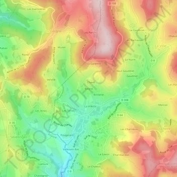 Topografische kaart Balard, hoogte, reliëf