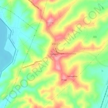 Topografische kaart Cimbano, hoogte, reliëf