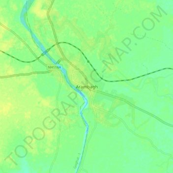 Topografische kaart Arambagh, hoogte, reliëf