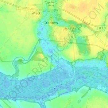 Topografische kaart Liebenthal, hoogte, reliëf