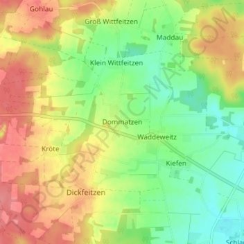 Topografische kaart Dommatzen, hoogte, reliëf