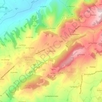 Topografische kaart Le Planchet, hoogte, reliëf