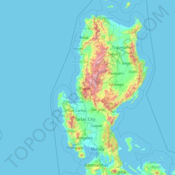 Topografische kaart Benguet, hoogte, reliëf
