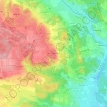 Topografische kaart Kleinhöhenrain, hoogte, reliëf