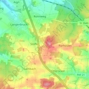 Topografische kaart Sankt Kastl, hoogte, reliëf