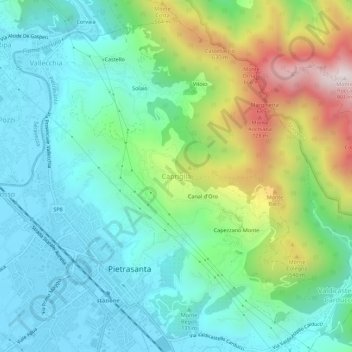 Topografische kaart Capriglia, hoogte, reliëf