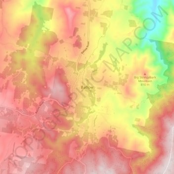 Topografische kaart Batlow, hoogte, reliëf
