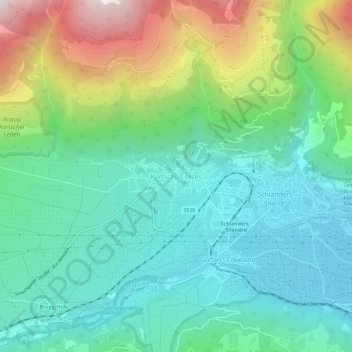 Topografische kaart Kortsch - Corzes, hoogte, reliëf