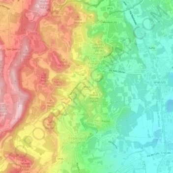 Topografische kaart Mura, hoogte, reliëf