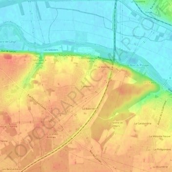 Topografische kaart Coesnon, hoogte, reliëf