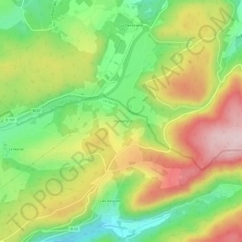 Topografische kaart Olichamp, hoogte, reliëf
