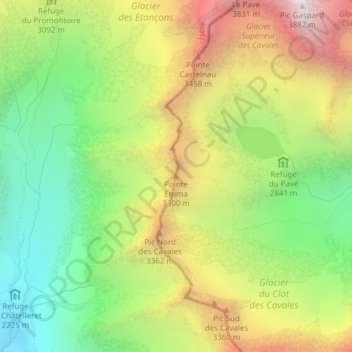 Topografische kaart Pointe Emma, hoogte, reliëf