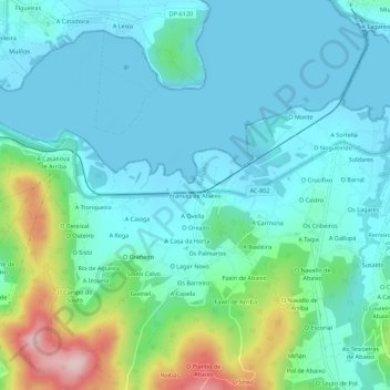 Topografische kaart Francés de Abaixo, hoogte, reliëf