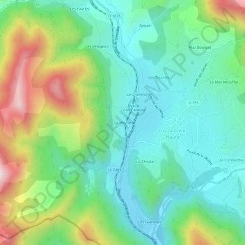 Topografische kaart La Meyrie, hoogte, reliëf