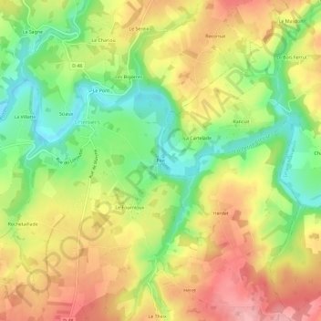 Topografische kaart Piot, hoogte, reliëf
