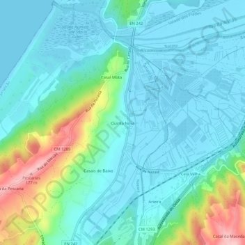 Topografische kaart Quinta Nova, hoogte, reliëf