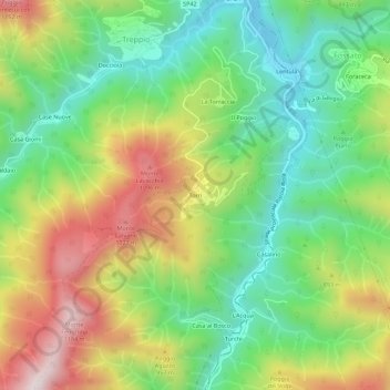 Topografische kaart Torri, hoogte, reliëf