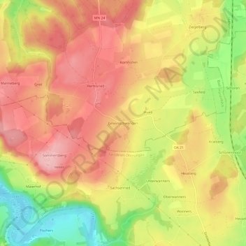 Topografische kaart Gmeinschwenden, hoogte, reliëf