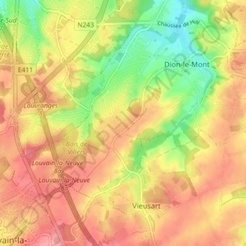 Topografische kaart El Pirère, hoogte, reliëf