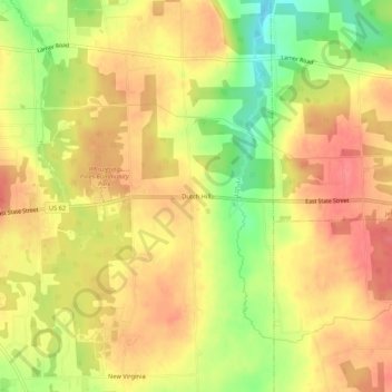 Topografische kaart Dutch Hill, hoogte, reliëf