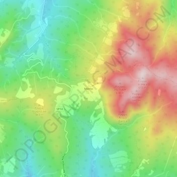 Topografische kaart Miemo, hoogte, reliëf