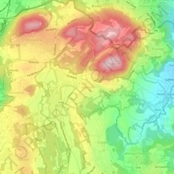 Topografische kaart Uggiate, hoogte, reliëf