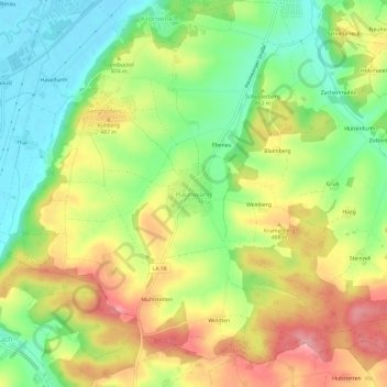Topografische kaart Haunwang, hoogte, reliëf