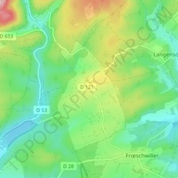Topografische kaart Nehwiller, hoogte, reliëf
