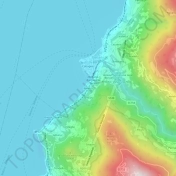 Topografische kaart Rivalba, hoogte, reliëf