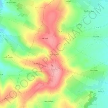 Topografische kaart Les Desruez, hoogte, reliëf