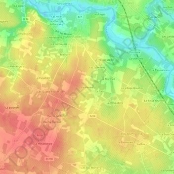 Topografische kaart La Minière, hoogte, reliëf