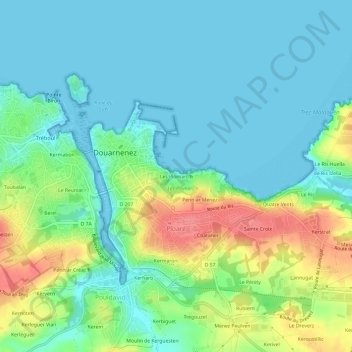 Topografische kaart Les Plomarc'h, hoogte, reliëf