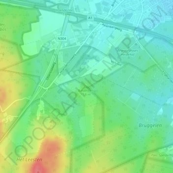 Topografische kaart Bakenberg, hoogte, reliëf