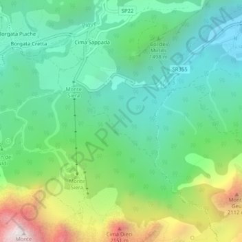 Topografische kaart Bosco Longrone, hoogte, reliëf