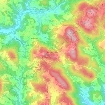 Topografische kaart Kleinmaseldorf, hoogte, reliëf