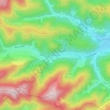 Topografische kaart Bas d'Urbeis, hoogte, reliëf
