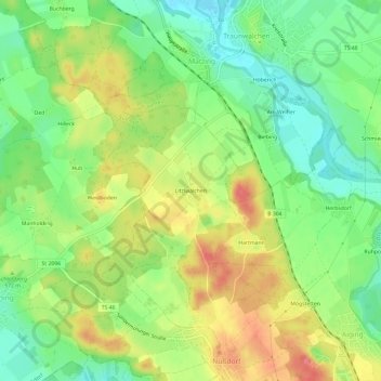 Topografische kaart Litzlwalchen, hoogte, reliëf